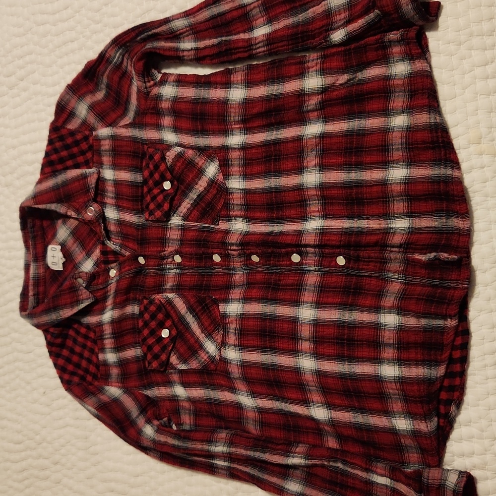 Womens long sleeve button down. Can become quarter sleeves
